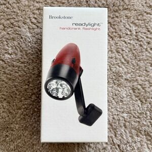 Brookstone Ready Handcrank Flashlight Wall Mountable Red Emergency Camping NIP